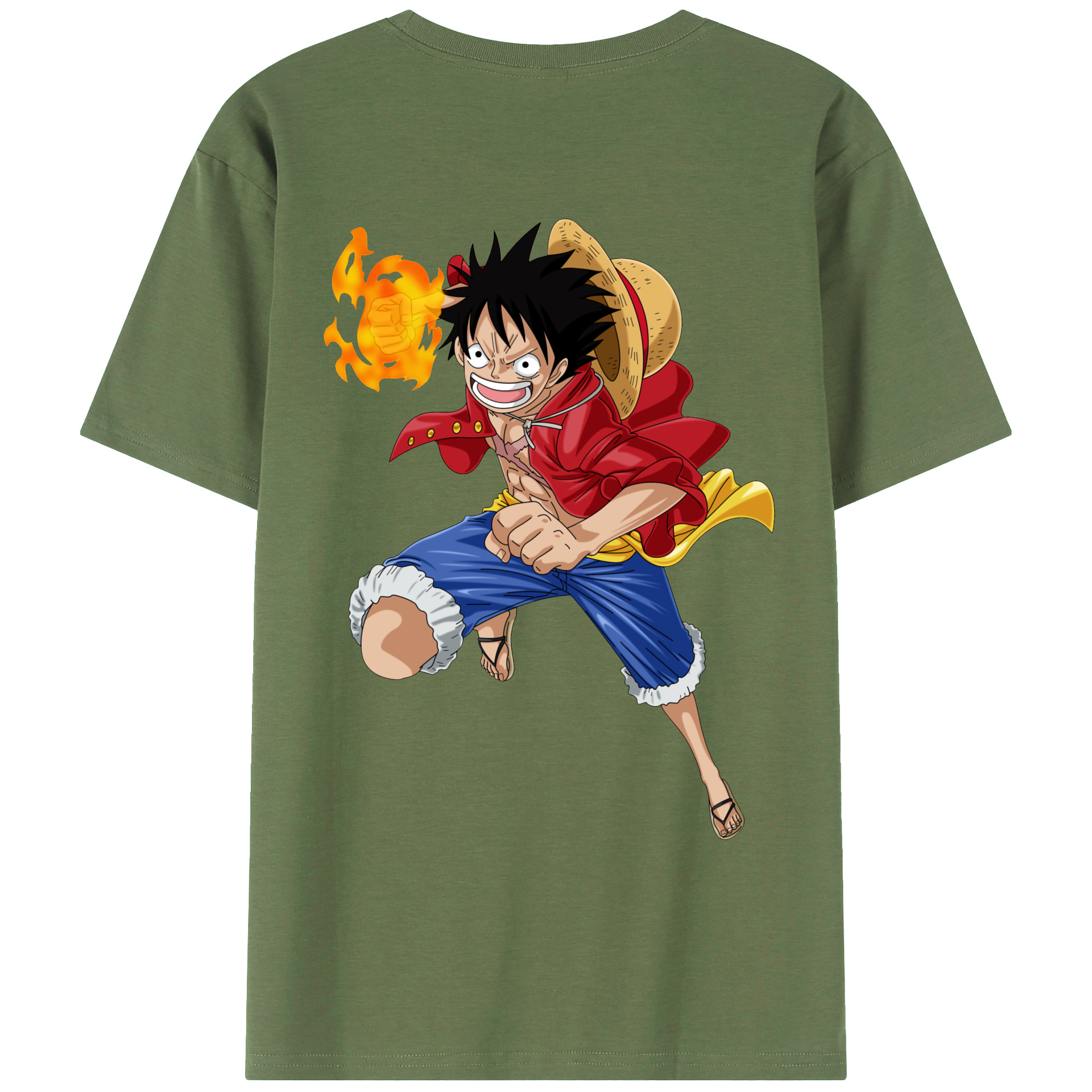 ワンピース モンキー・D・ルフィ ONE PIECE Monkey D. Luffy 綿100％ メンズ半袖Tシャツ（バックプリント） 通気性